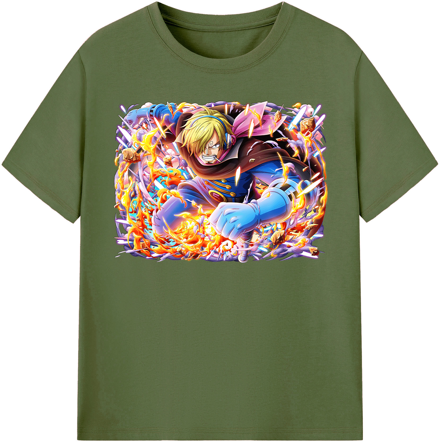 （画像用） ワンピース サンジ ONE PIECE Sanji 綿100％半袖Tシャツ（フロントプリント）